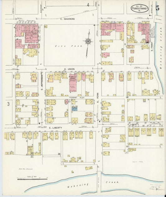 Sanborn Fire Insurance Map from Punxsutawney, Jefferson County, Pennsylvania (1912), Sheet #0005 - Historic Sanborn Fire Insurance Map Print, vintage old map wall art, antique decor, genealogy gift, Pennsylvania Pennsylvania map