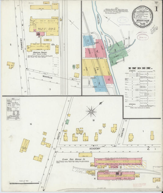 Sanborn Fire Insurance Map from Marathon, Cortland County, New York (1898), Sheet #0001 - Complete Map Set gallery image, historic Sanborn map, vintage wall art, New York New York
