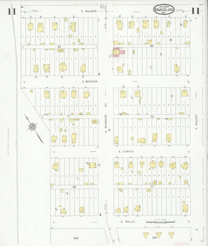 Sanborn Fire Insurance Map from Marceline, Linn County, Missouri (1930), Sheet #0011 - Complete Map Set gallery image, historic Sanborn map, vintage wall art, Missouri Missouri