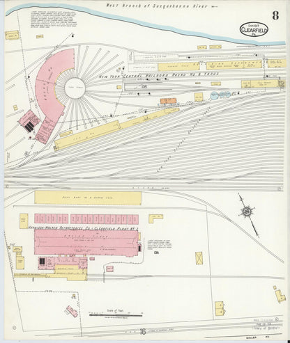 Sanborn Fire Insurance Map from Clearfield, Clearfield County, Pennsylvania (1917), Sheet #0008 - Historic Sanborn Fire Insurance Map Print, vintage old map wall art, antique decor, genealogy gift, Pennsylvania Pennsylvania map