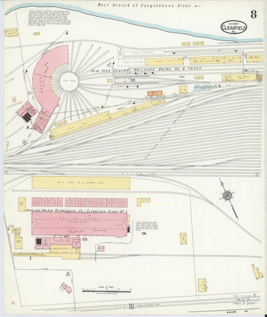 Sanborn Fire Insurance Map from Clearfield, Clearfield County, Pennsylvania (1917), Sheet #0008 - Historic Sanborn Fire Insurance Map Print, vintage old map wall art, antique decor, genealogy gift, Pennsylvania Pennsylvania map