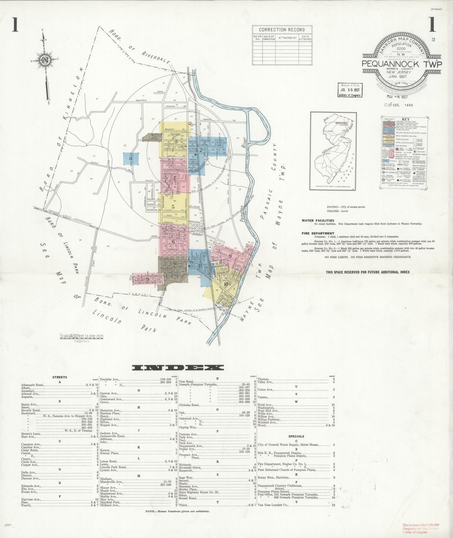 Sanborn Fire Insurance Map from Pequannock Twp, Morris County, New Jersey. (1937) – Historic Sanborn Fire Insurance Map Print