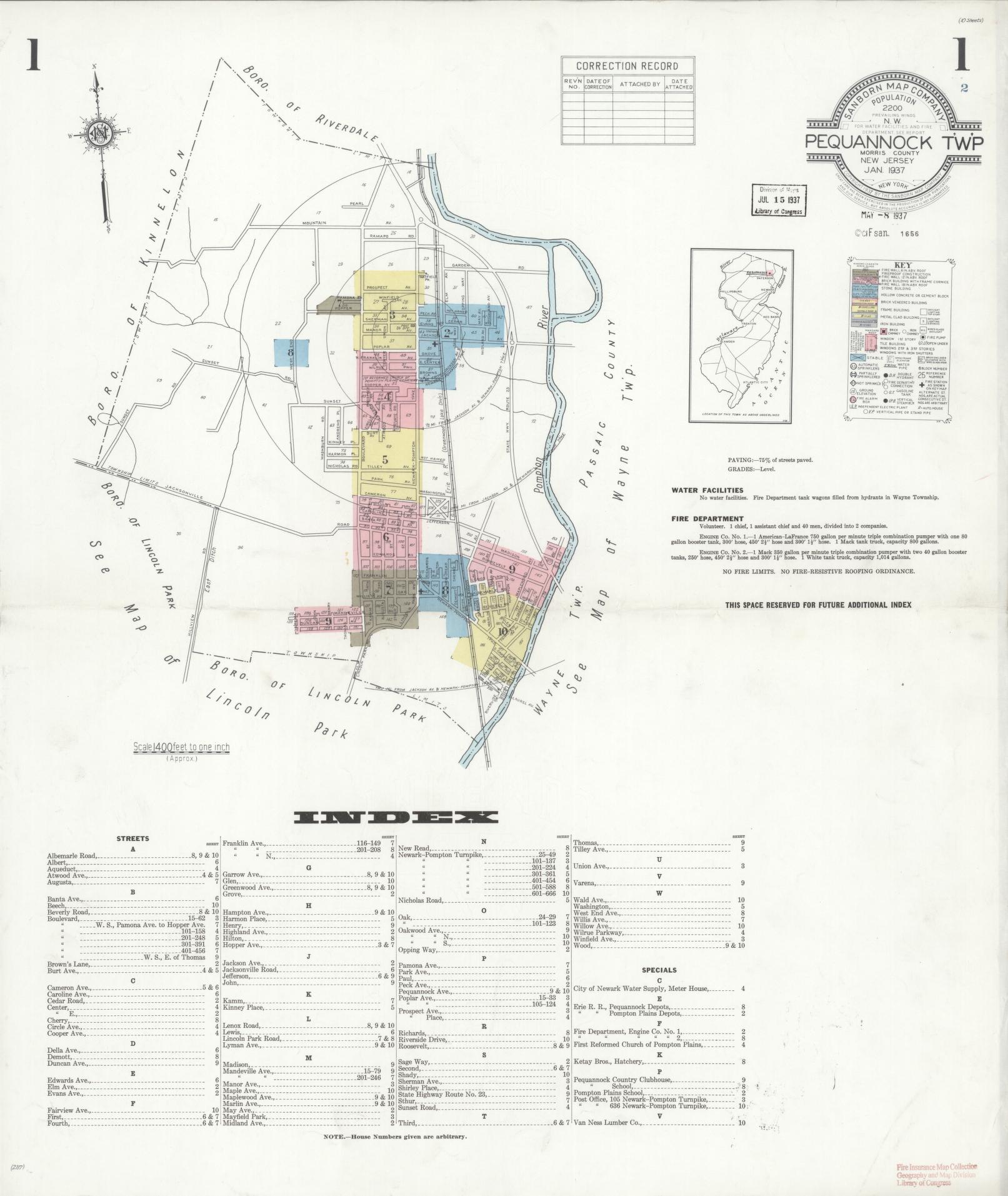 Sanborn Fire Insurance Map from Pequannock Twp, Morris County, New Jersey. (1937) – Historic Sanborn Fire Insurance Map Print