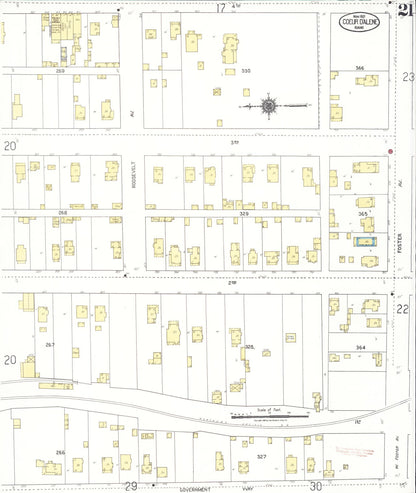 Sanborn Fire Insurance Map from Coeur D'alene, Kootenai County, Idaho (1921), Sheet #0021 - Complete Map Set gallery image, historic Sanborn map, vintage wall art, Idaho Idaho