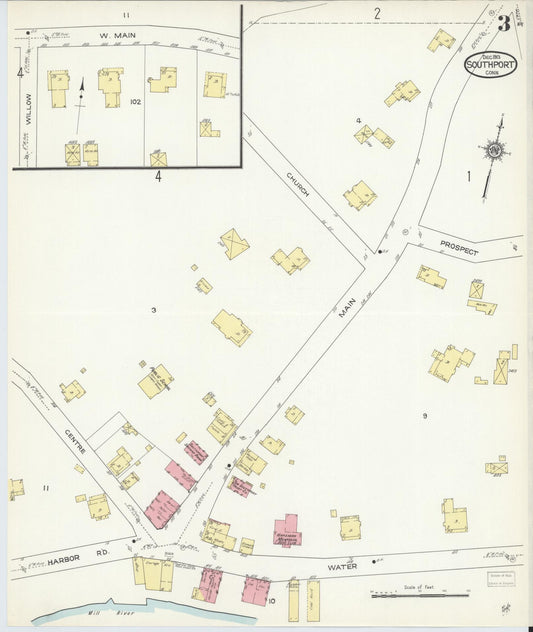 Sanborn Fire Insurance Map from Southport, Fairfield County, Connecticut (1913), Sheet #0003 - Historic Sanborn Fire Insurance Map Print, vintage old map wall art, antique decor, genealogy gift, Connecticut Connecticut map