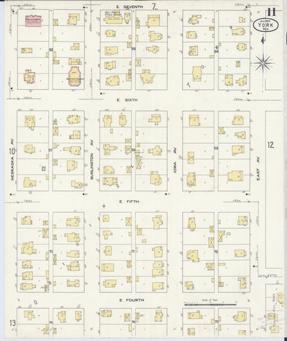 Sanborn Fire Insurance Map from York, York County, Nebraska (1909), Sheet #0011 - Complete Map Set gallery image, historic Sanborn map, vintage wall art, Nebraska Nebraska