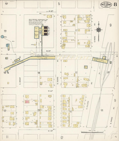Sanborn Fire Insurance Map from Red Lodge, Carbon County, Montana (1912), Sheet #0008 - Complete Map Set gallery image, historic Sanborn map, vintage wall art, Montana Montana