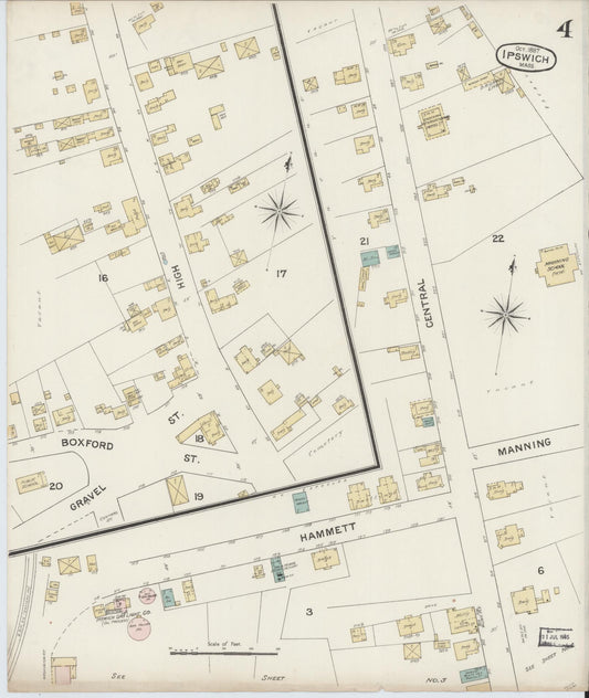 Sanborn Fire Insurance Map from Ipswich, Essex County, Massachusetts (1887), Sheet #0004 - Historic Sanborn Fire Insurance Map Print, vintage old map wall art, antique decor, genealogy gift, Massachusetts Massachusetts map