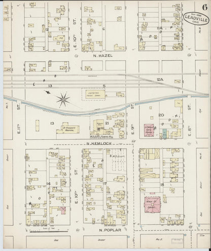 Sanborn Fire Insurance Map from Leadville, Lake County, Colorado (1886), Sheet #0006 - Complete Map Set gallery image, historic Sanborn map, vintage wall art, Colorado Colorado