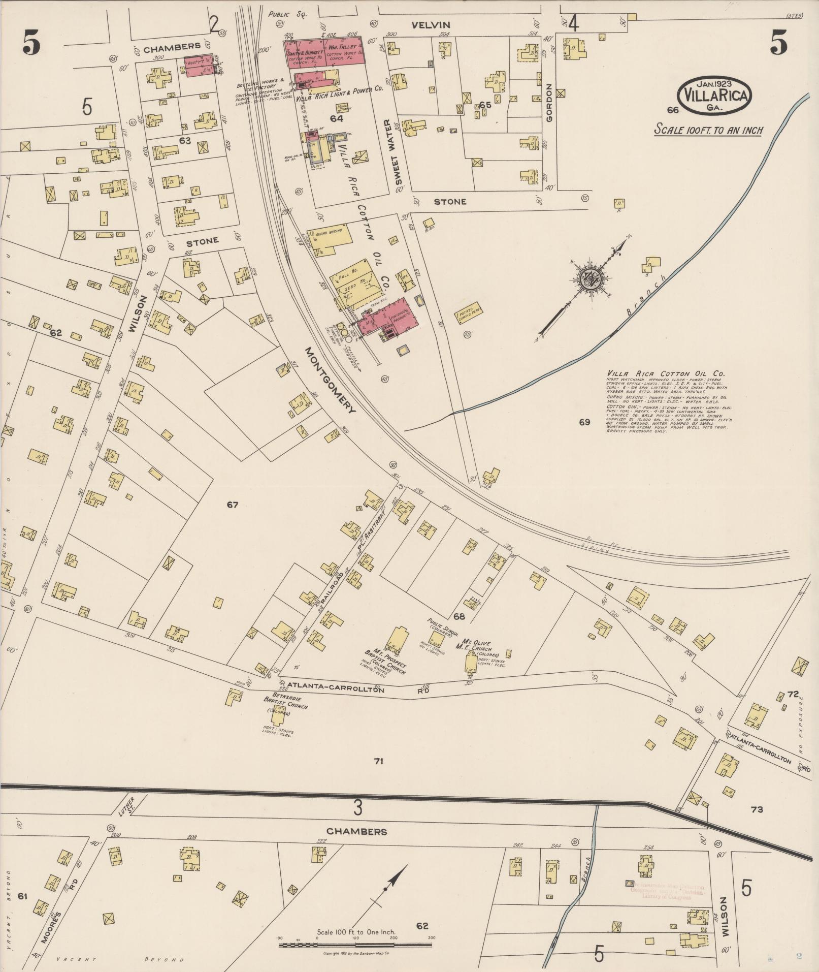 Sanborn Fire Insurance Map from Villa Rica, Carroll County, Georgia (1923), Sheet #0005 - Complete Map Set gallery image, historic Sanborn map, vintage wall art, Georgia Georgia