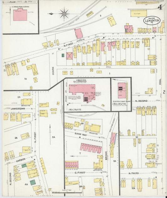 Sanborn Fire Insurance Map from Lehighton, Carbon County, Pennsylvania (1902), Sheet #0004 - Historic Sanborn Fire Insurance Map Print, vintage old map wall art, antique decor, genealogy gift, Pennsylvania Pennsylvania map