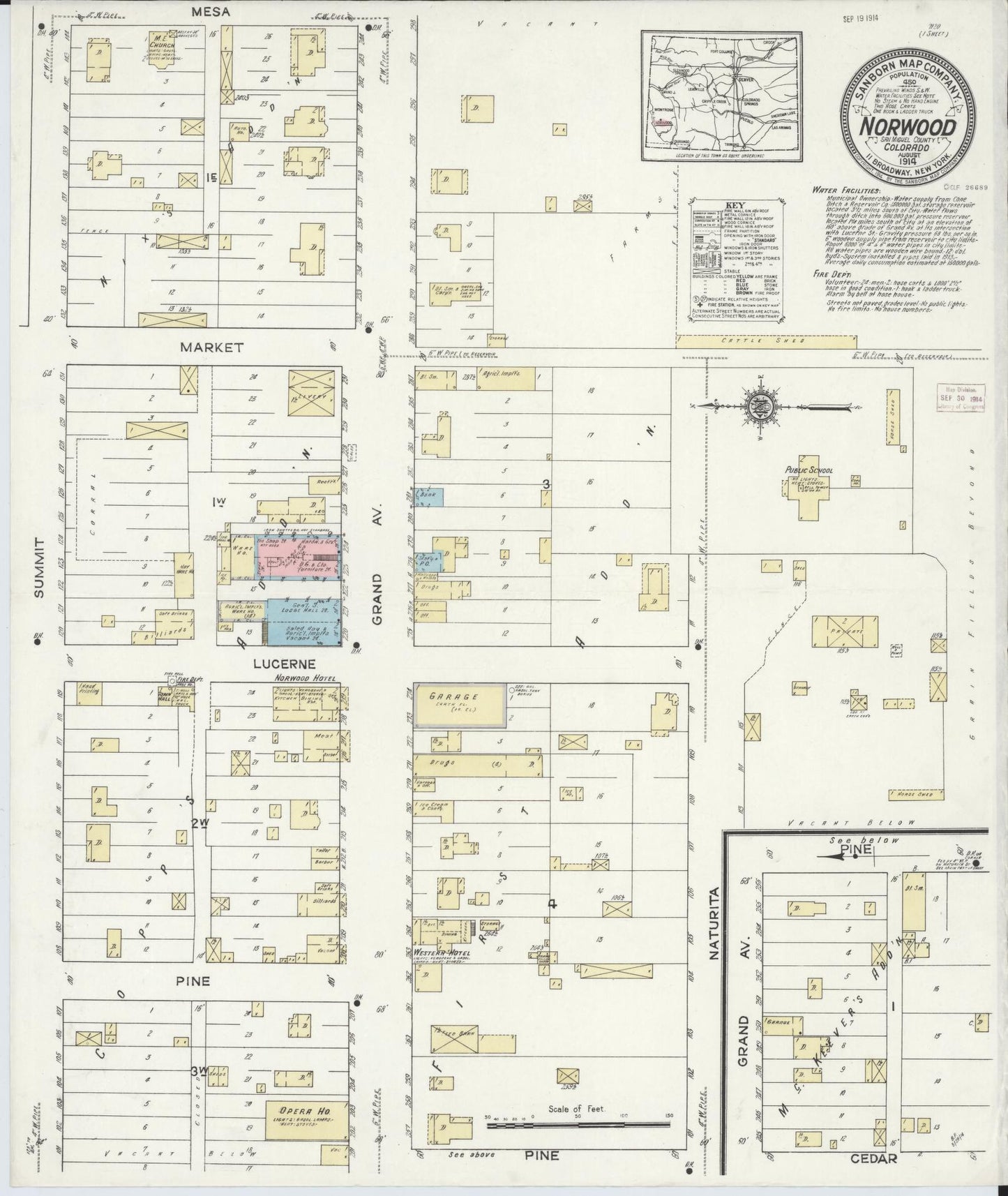Sanborn Fire Insurance Map from Norwood, San Miguel County, Colorado. (1914) – Historic Sanborn Fire Insurance Map Print