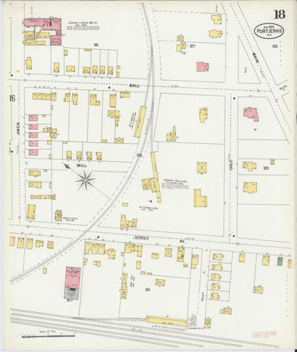 Sanborn Fire Insurance Map from Port Jervis, Orange County, New York (1900), Sheet #0018 - Historic Sanborn Fire Insurance Map Print, vintage old map wall art, antique decor, genealogy gift, New York New York map