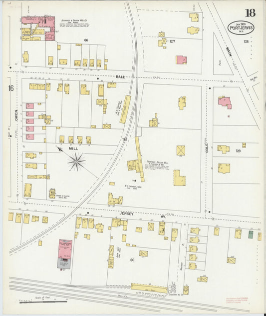 Sanborn Fire Insurance Map from Port Jervis, Orange County, New York (1900), Sheet #0018 - Historic Sanborn Fire Insurance Map Print, vintage old map wall art, antique decor, genealogy gift, New York New York map
