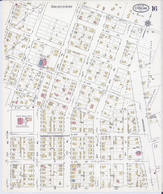 Sanborn Fire Insurance Map from Sterling, Whiteside County, Illinois (1916), Sheet #0016 - Historic Sanborn Fire Insurance Map Print, vintage old map wall art, antique decor, genealogy gift, Illinois Illinois map