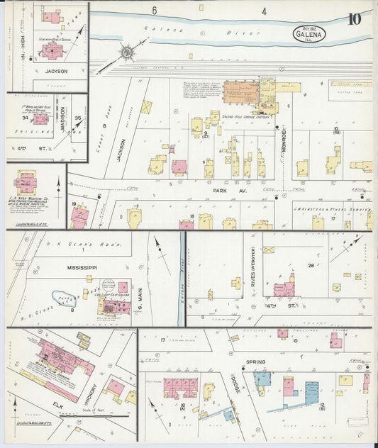 Sanborn Fire Insurance Map from Galena, Jo Daviess County, Illinois (1912), Sheet #0010 - Historic Sanborn Fire Insurance Map Print, vintage old map wall art, antique decor, genealogy gift, Illinois Illinois map