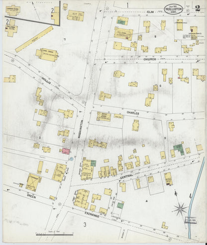 Sanborn Fire Insurance Map from Holliston, Middlesex County, Massachusetts (1901), Sheet #0002 - Complete Map Set gallery image, historic Sanborn map, vintage wall art, Massachusetts Massachusetts