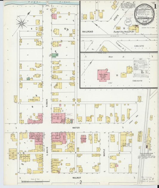 Sanborn Fire Insurance Map from Jeffersonville, Fayette County, Ohio (1899), Sheet #0001 - Historic Sanborn Fire Insurance Map Print, vintage old map wall art, antique decor, genealogy gift, Ohio Ohio map