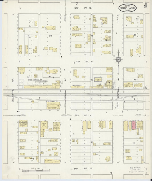 Sanborn Fire Insurance Map from Grand Rapids, Itasca County, Minnesota (1913), Sheet #0004 - Historic Sanborn Fire Insurance Map Print, vintage old map wall art, antique decor, genealogy gift, Minnesota Minnesota map