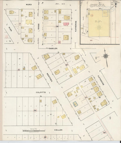 Sanborn Fire Insurance Map from Chillicothe, Hardeman County, Texas (1941), Sheet #0007 - Historic Sanborn Fire Insurance Map Print, vintage old map wall art, antique decor, genealogy gift, Texas Texas map