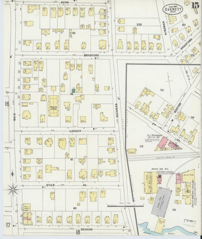 Sanborn Fire Insurance Map from Everett, Middlesex County, Massachusetts (1897), Sheet #0015 - Complete Map Set gallery image, historic Sanborn map, vintage wall art, Massachusetts Massachusetts