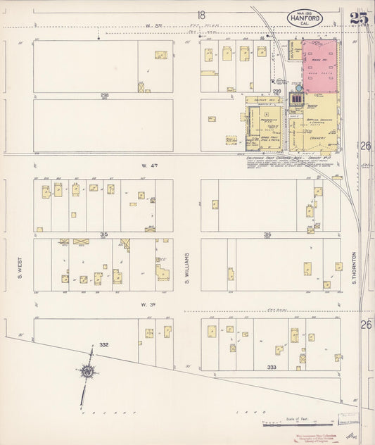 Sanborn Fire Insurance Map from Hanford, Kings County, California (1913), Sheet #0025 - Historic Sanborn Fire Insurance Map Print, vintage old map wall art, antique decor, genealogy gift, California California map