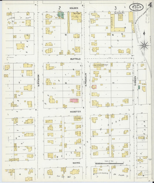 Sanborn Fire Insurance Map from Polo, Ogle County, Illinois (1905), Sheet #0004 - Historic Sanborn Fire Insurance Map Print, vintage old map wall art, antique decor, genealogy gift, Illinois Illinois map