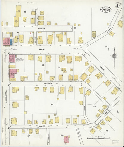 Sanborn Fire Insurance Map from Canton, Cherokee County, Georgia (1921), Sheet #0004 - Complete Map Set gallery image, historic Sanborn map, vintage wall art, Georgia Georgia