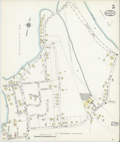 Sanborn Fire Insurance Map from Nahant, Essex County, Massachusetts (1914), Sheet #0005 - Historic Sanborn Fire Insurance Map Print, vintage old map wall art, antique decor, genealogy gift, Massachusetts Massachusetts map