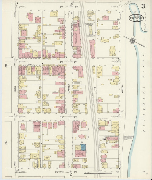 Sanborn Fire Insurance Map from Freeport, Armstrong County, Pennsylvania (1913), Sheet #0003 - Historic Sanborn Fire Insurance Map Print, vintage old map wall art, antique decor, genealogy gift, Pennsylvania Pennsylvania map
