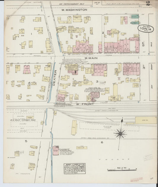 Sanborn Fire Insurance Map from Ionia, Ionia County, Michigan (1884), Sheet #0002 - Historic Sanborn Fire Insurance Map Print, vintage old map wall art, antique decor, genealogy gift, Michigan Michigan map