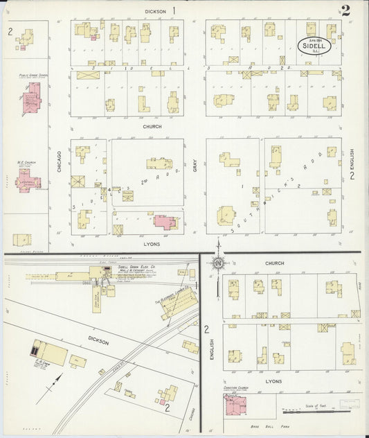 Sanborn Fire Insurance Map from Sidell, Vermilion County, Illinois (1914), Sheet #0002 - Historic Sanborn Fire Insurance Map Print, vintage old map wall art, antique decor, genealogy gift, Illinois Illinois map
