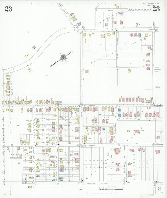 Sanborn Fire Insurance Map from Jefferson City, Cole County, Missouri (1939), Sheet #0023 - Historic Sanborn Fire Insurance Map Print, vintage old map wall art, antique decor, genealogy gift, Missouri Missouri map