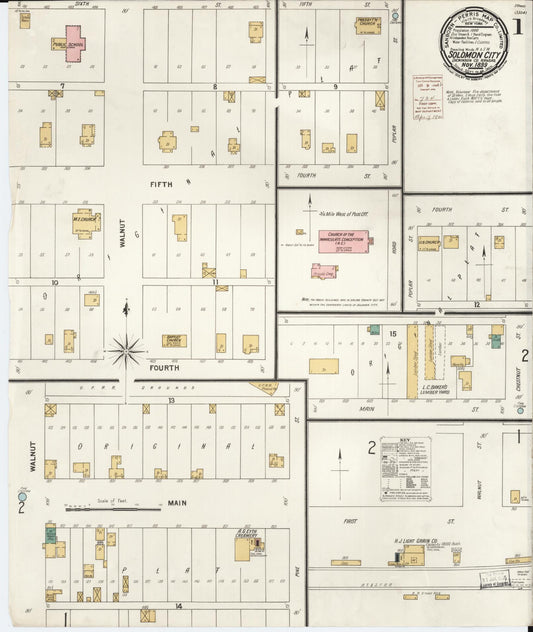 Sanborn Fire Insurance Map from Solomon, Dickinson County, Kansas (1899), Sheet #0001 - Historic Sanborn Fire Insurance Map Print, vintage old map wall art, antique decor, genealogy gift, Kansas Kansas map