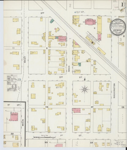 Sanborn Fire Insurance Map from Genoa, Ottawa County, Ohio (1893), Sheet #0001 - Historic Sanborn Fire Insurance Map Print, vintage old map wall art, antique decor, genealogy gift, Ohio Ohio map