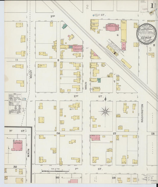 Sanborn Fire Insurance Map from Genoa, Ottawa County, Ohio (1893), Sheet #0001 - Historic Sanborn Fire Insurance Map Print, vintage old map wall art, antique decor, genealogy gift, Ohio Ohio map