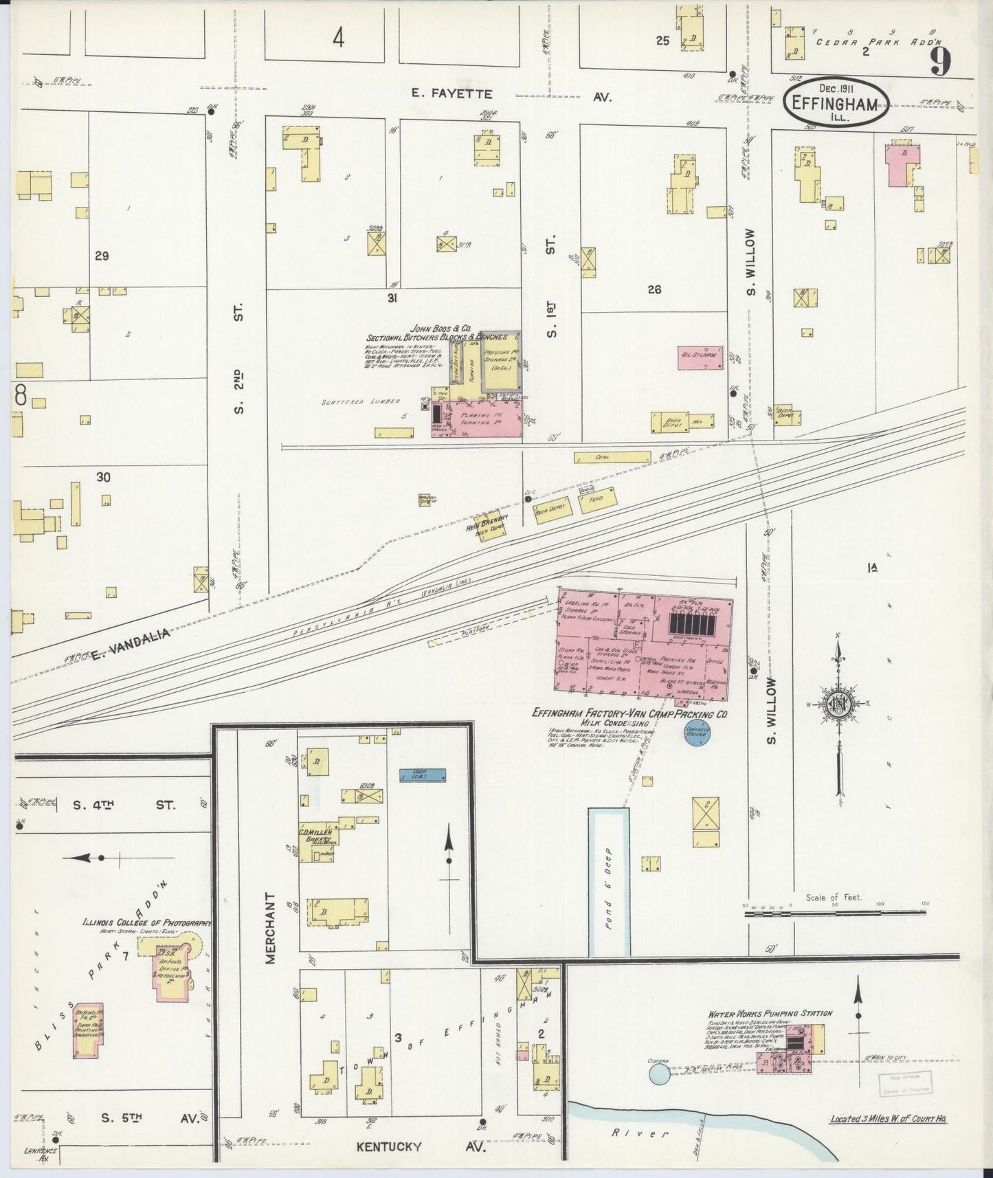 Sanborn Fire Insurance Map from Effingham, Effingham County, Illinois (1911), Sheet #0009 - Complete Map Set gallery image, historic Sanborn map, vintage wall art, Illinois Illinois