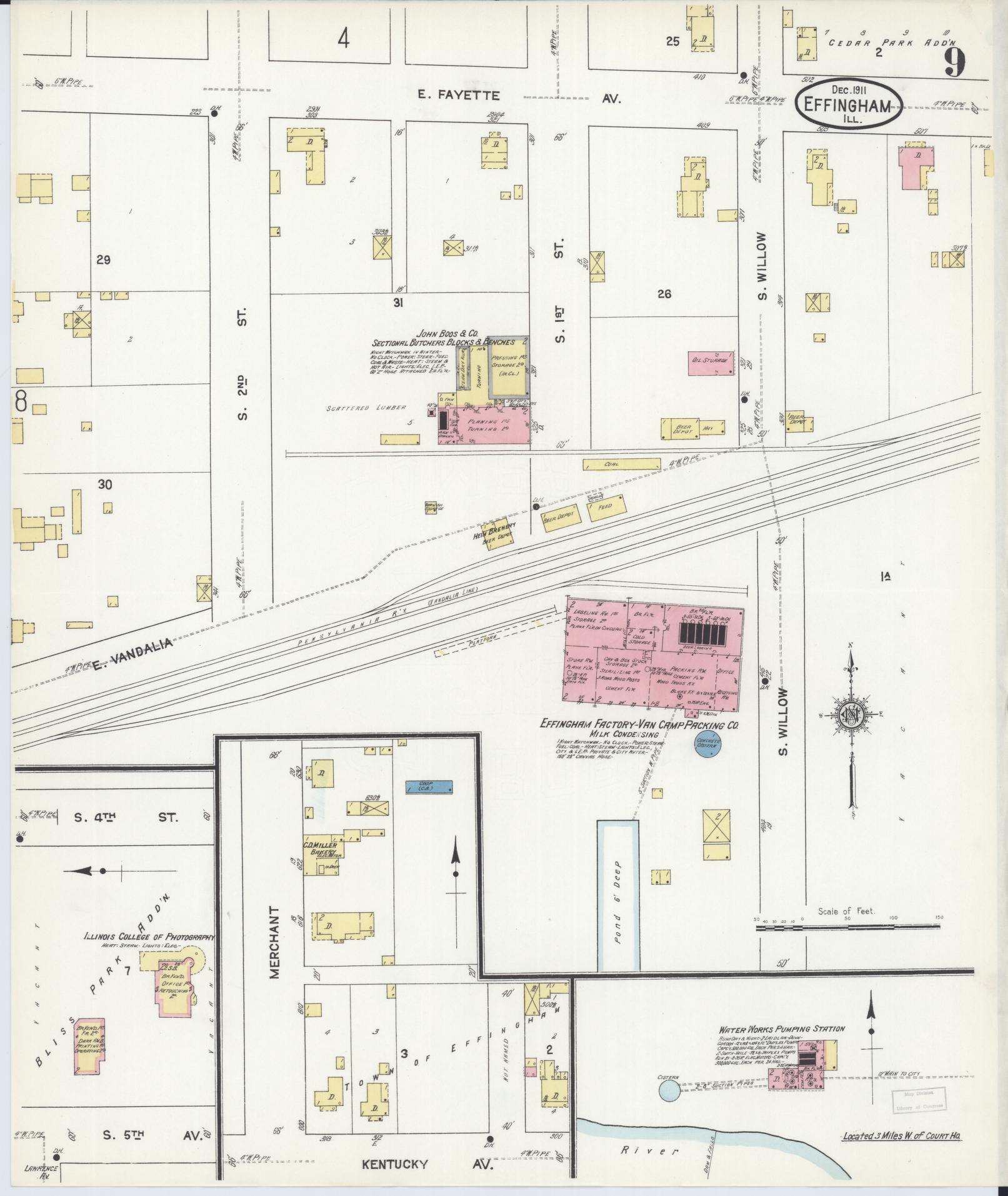 Sanborn Fire Insurance Map from Effingham, Effingham County, Illinois (1911), Sheet #0009 - Complete Map Set gallery image, historic Sanborn map, vintage wall art, Illinois Illinois