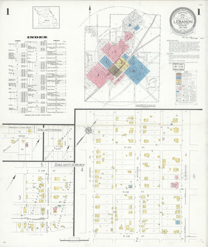 Sanborn Fire Insurance Map from Lebanon, Laclede County, Missouri (1932), Sheet #0001 - Complete Map Set gallery image, historic Sanborn map, vintage wall art, Missouri Missouri