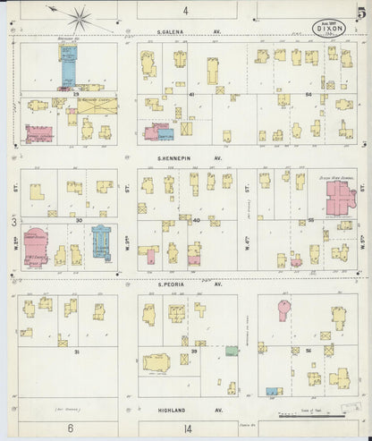Sanborn Fire Insurance Map from Dixon, Lee County, Illinois (1897), Sheet #0005 - Complete Map Set gallery image, historic Sanborn map, vintage wall art, Illinois Illinois