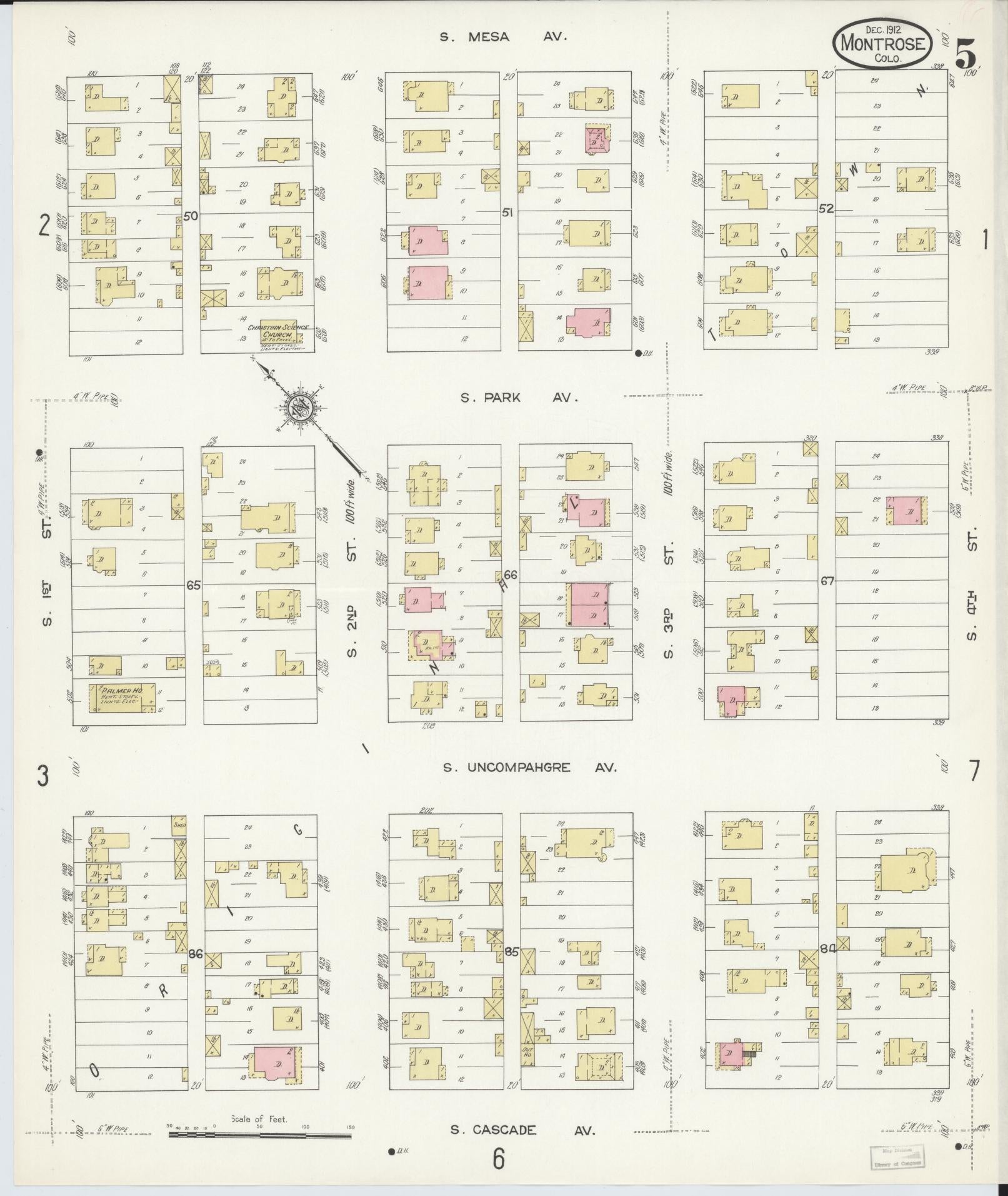 Sanborn Fire Insurance Map from Montrose, Montrose County, Colorado (1912), Sheet #0005 - Complete Map Set gallery image, historic Sanborn map, vintage wall art, Colorado Colorado