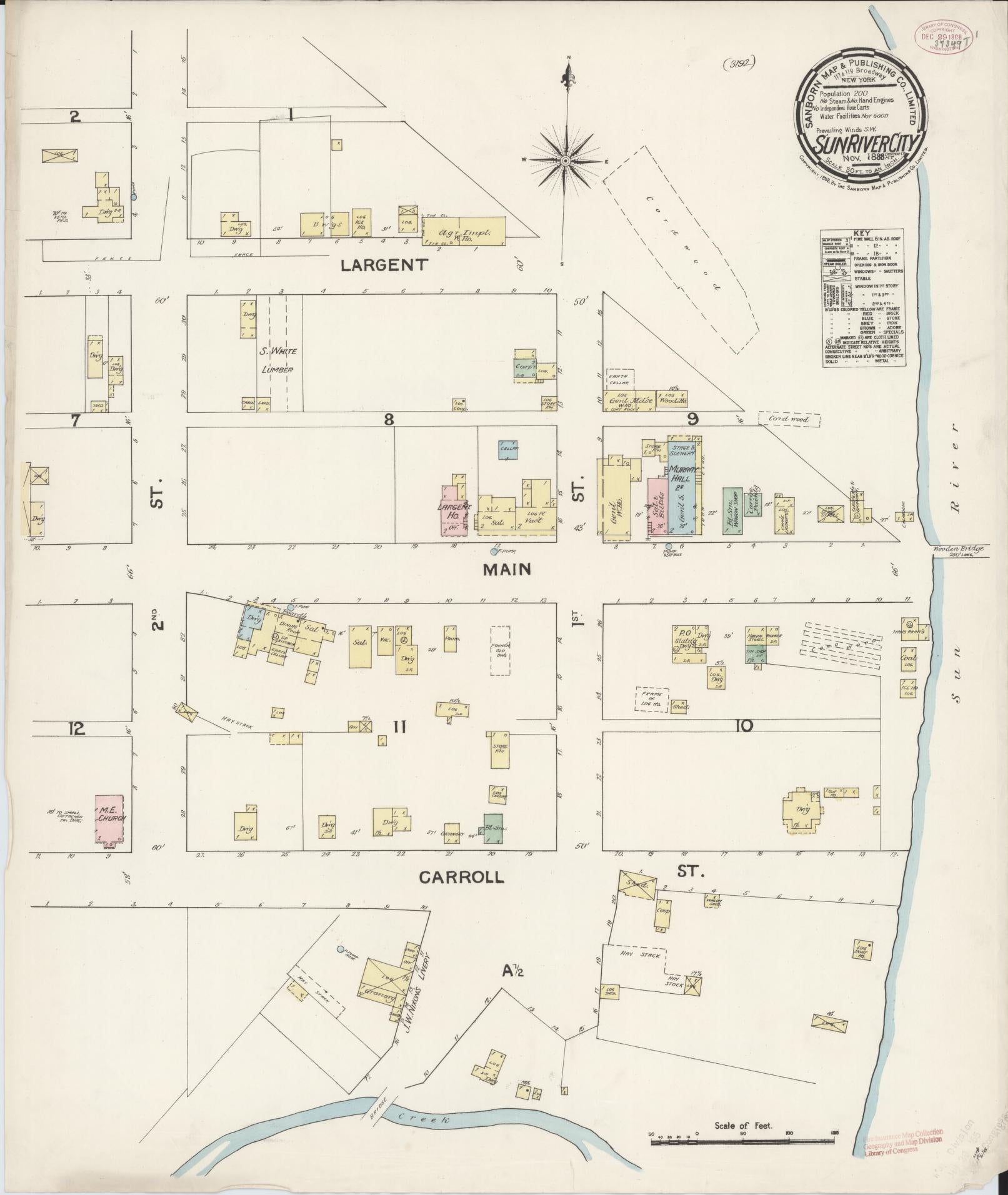 Sanborn Fire Insurance Map from Sun River City, Cascade County, Montana. (1888) – Historic Sanborn Fire Insurance Map Print