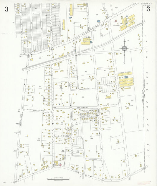 Sanborn Fire Insurance Map from Bayport, Suffolk County, New York (1938), Sheet #0003 - Historic Sanborn Fire Insurance Map Print, vintage old map wall art, antique decor, genealogy gift, New York New York map