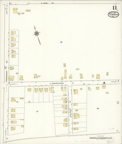 Sanborn Fire Insurance Map from Towson, Baltimore County, Maryland (1922), Sheet #0011 - Complete Map Set gallery image, historic Sanborn map, vintage wall art, Maryland Maryland