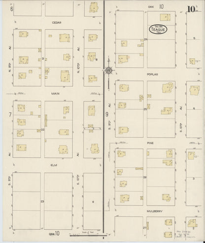 Sanborn Fire Insurance Map from Teague, Freestone County, Texas (1914), Sheet #0010 - Historic Sanborn Fire Insurance Map Print, vintage old map wall art, antique decor, genealogy gift, Texas Texas map