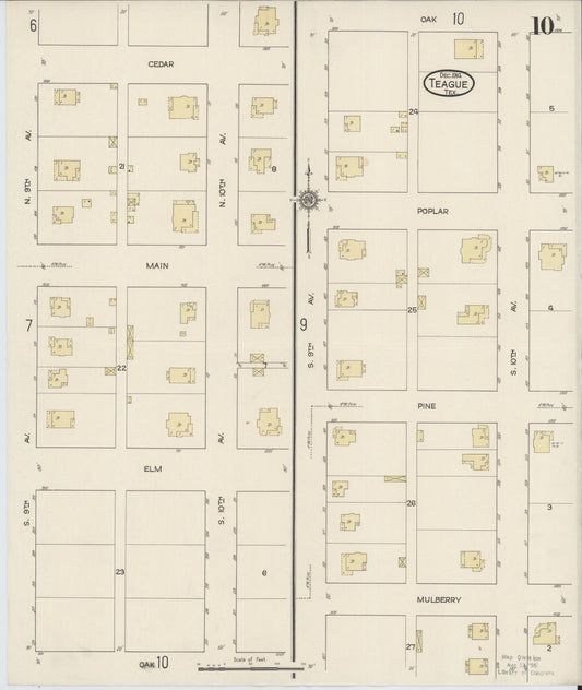Sanborn Fire Insurance Map from Teague, Freestone County, Texas (1914), Sheet #0010 - Historic Sanborn Fire Insurance Map Print, vintage old map wall art, antique decor, genealogy gift, Texas Texas map