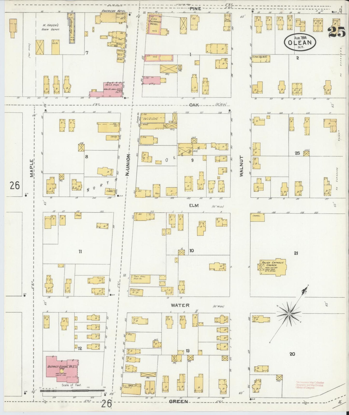 Sanborn Fire Insurance Map from Olean, Cattaraugus County, New York (1904), Sheet #0025 - Complete Map Set gallery image, historic Sanborn map, vintage wall art, New York New York