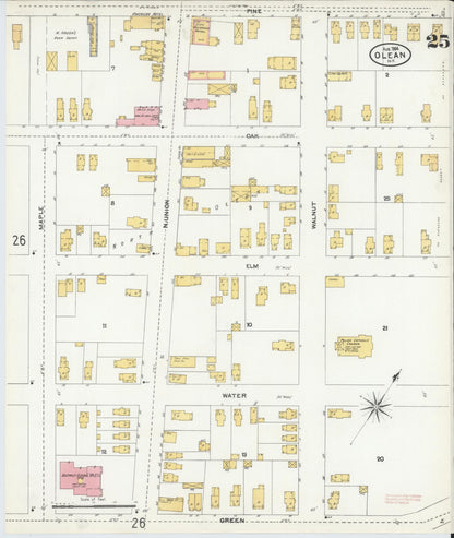 Sanborn Fire Insurance Map from Olean, Cattaraugus County, New York (1904), Sheet #0025 - Complete Map Set gallery image, historic Sanborn map, vintage wall art, New York New York