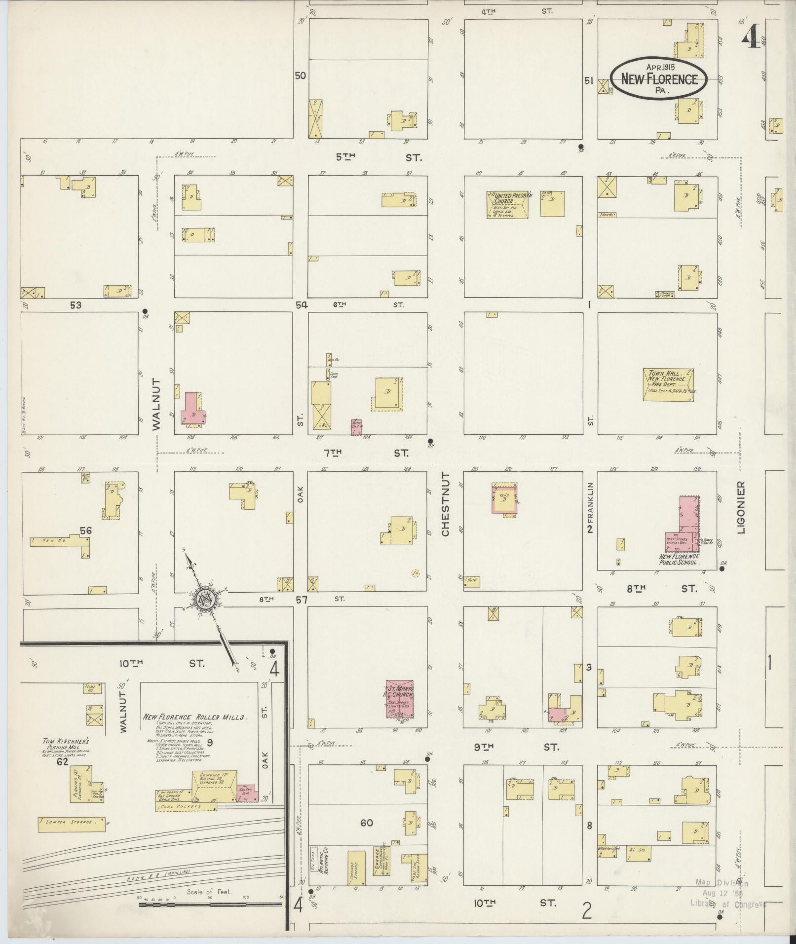 Sanborn Fire Insurance Map from New Florence, Westmoreland County, Pennsylvania (1915), Sheet #0004 - Historic Sanborn Fire Insurance Map Print, vintage old map wall art, antique decor, genealogy gift, Pennsylvania Pennsylvania map