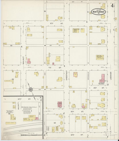 Sanborn Fire Insurance Map from New Florence, Westmoreland County, Pennsylvania (1915), Sheet #0004 - Historic Sanborn Fire Insurance Map Print, vintage old map wall art, antique decor, genealogy gift, Pennsylvania Pennsylvania map